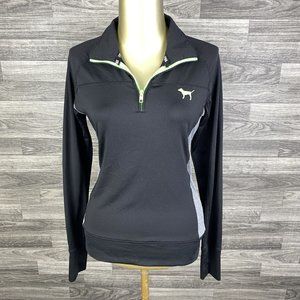 PINK by VICTORIA'S SECRET 1/4 Zip Mock Neck Black Track Jacket Women's Size XS